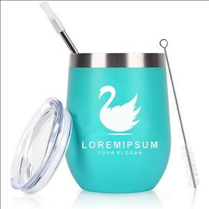 12 ounce Steel insulated wine/whisky tumbler with locking lid and straw